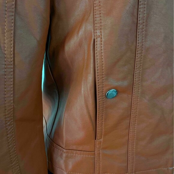 Vero Moda Women's Brown Faux Leather Jacket With Various Pockets Sz S - New - Picture 5 of 9